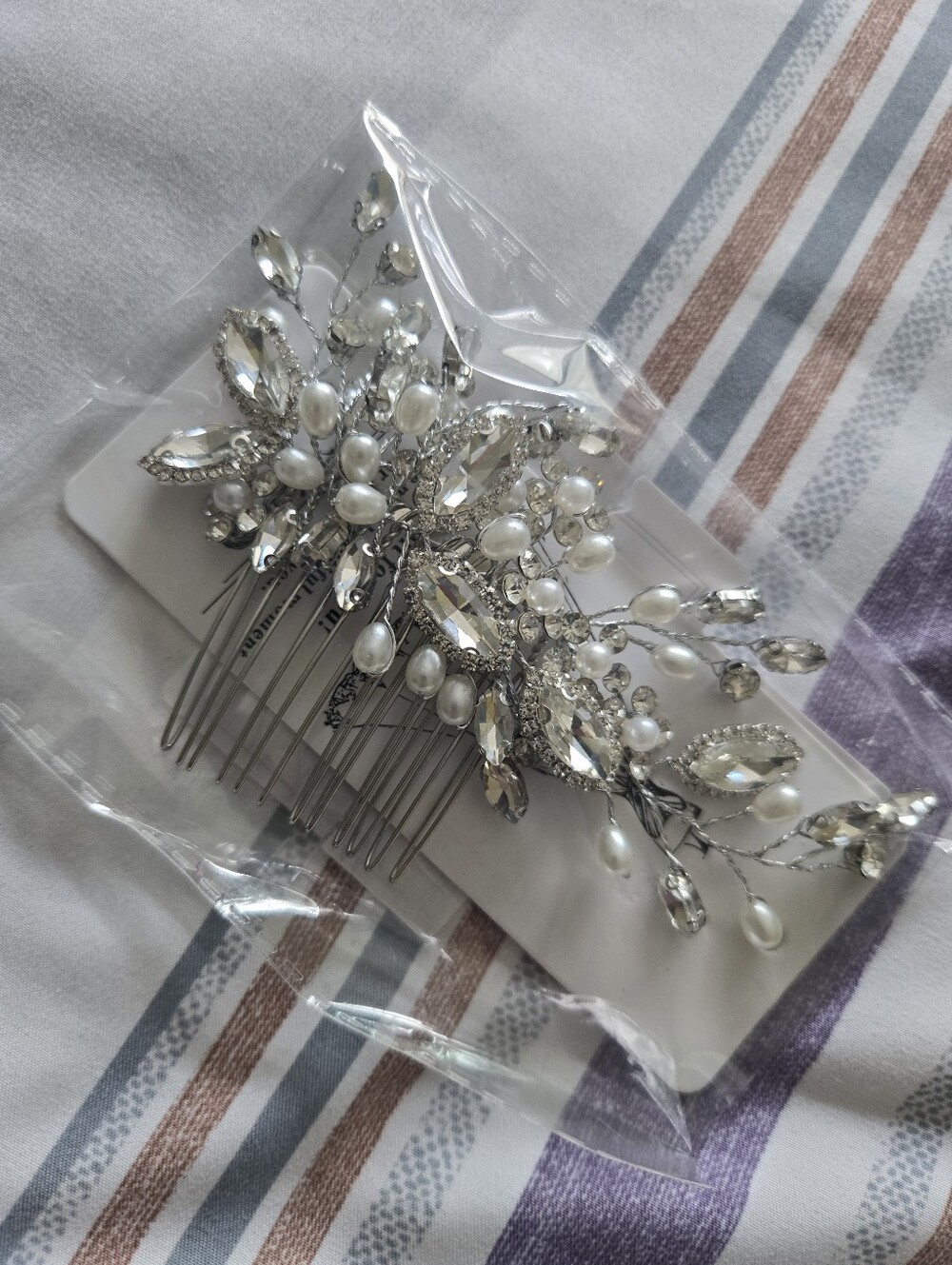 Silver Pearl & Crystal Bridal Hair Comb